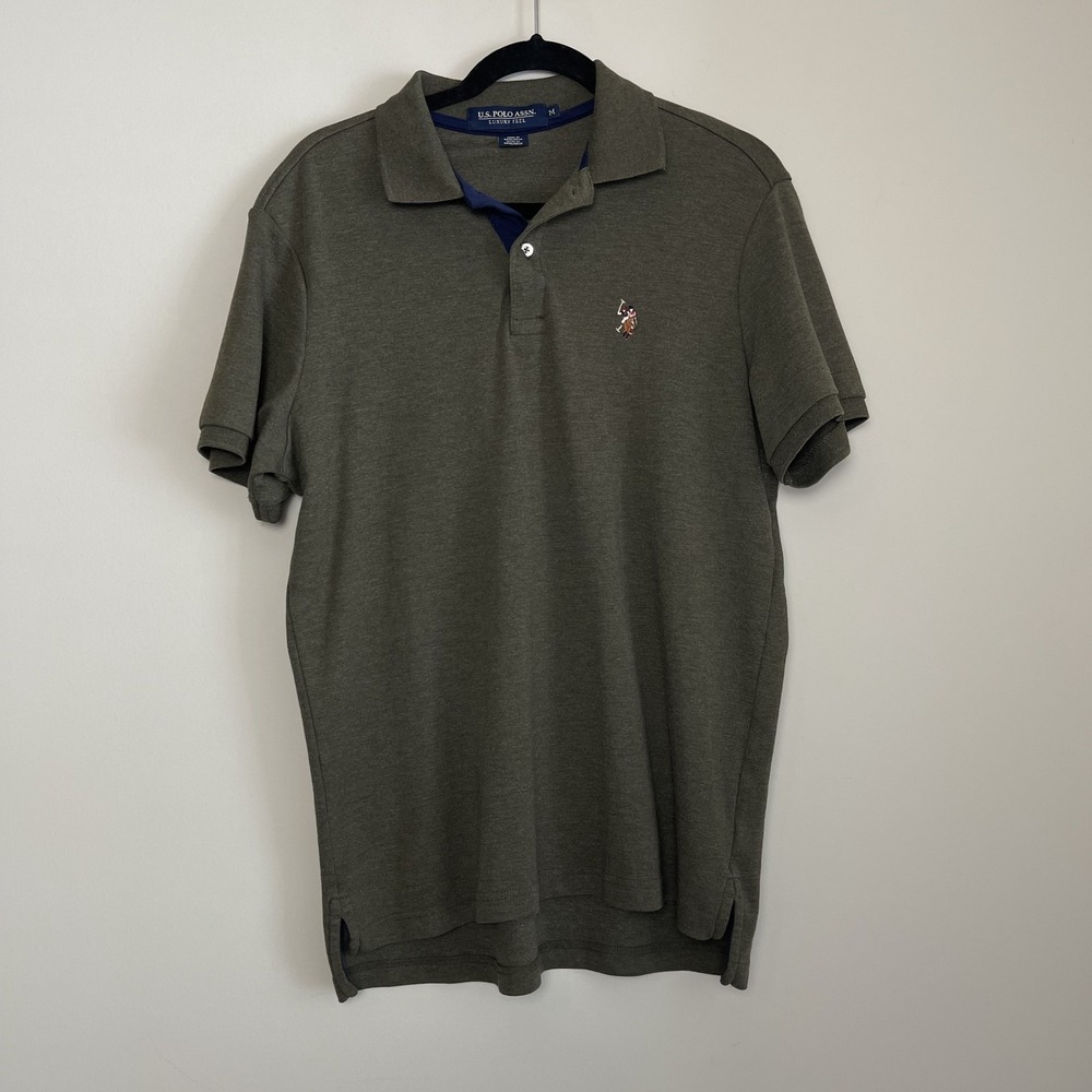U.S Polo Assn. Luxury Feel Olive Green Bussiness Embroided Collared Shirt Men's